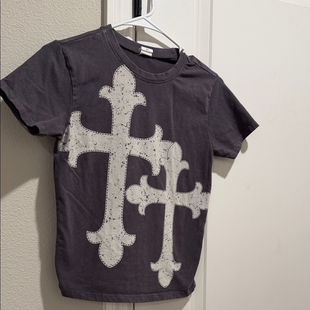 Kids Charcoal Tee with Cross Design
